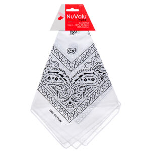 Nuvalu White Bandana 21"X21" 100% Cotton